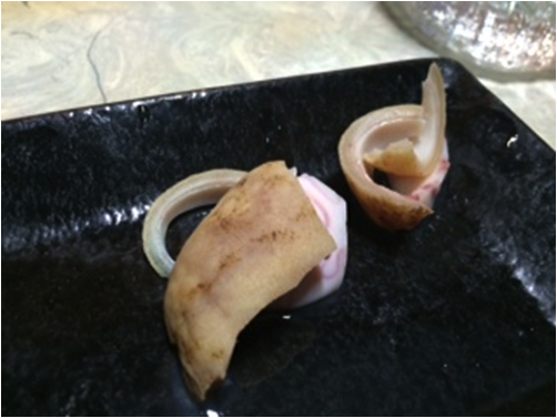 沖縄で食べた珍味：ヤギの玉ちゃん